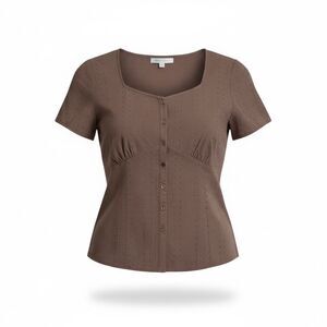 Butterfly Brand Embroidered Striped Button Front Cotton Blouse Mauve Size 18/20W